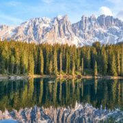 Lake and mountains in Karersee Italy