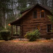 Log cabin in the woods